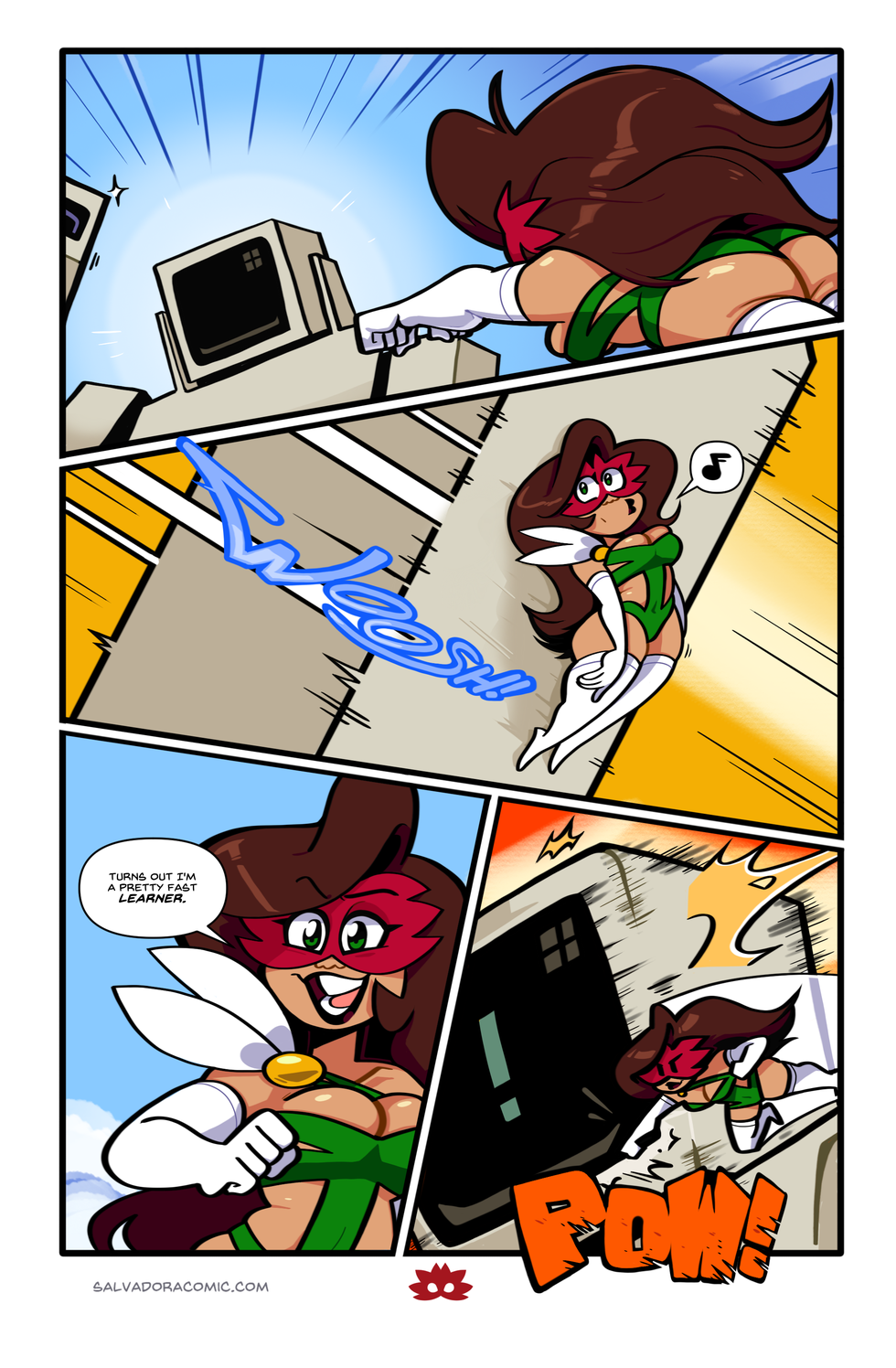 Deftly dodging, destined to defeat the dastardly droid!